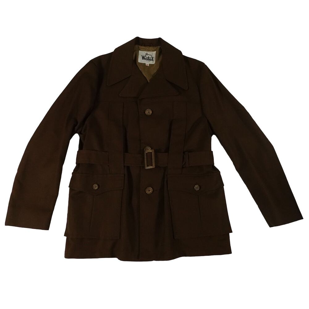 Woolrich Vintage Canvas Utility Safari Chore Outdoor Belt Lined Jacket Men's 40